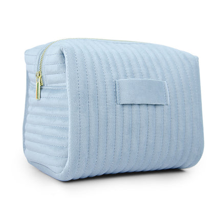 Etsy Cross-Border Popular Embroidered Striped Velvet Makeup Bag, High-Quality, Soft and Skin-Friendly Cosmetic Storage Bag