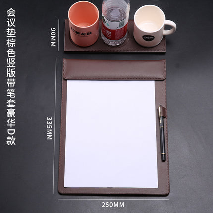 High-End Leather Hotel A4 Writing Board with Magnetic Buckle, Leather Coaster, Folder, Signing Document Board, Can Be Printed with Logo