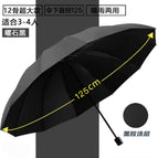 [obsidian black] under umbrella 125cm-12 ribs super large 3-4