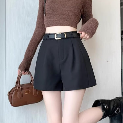 A- shape Shorts Women's 2024 Spring and Autumn New Woolen High Waist Dipped Casual Pants Small Slimming All-match Wide Legs