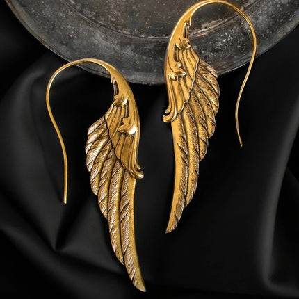 Hecheng Cross-border New Products Exaggerated Angel Wings Pendant Earrings Alloy Hook Earrings