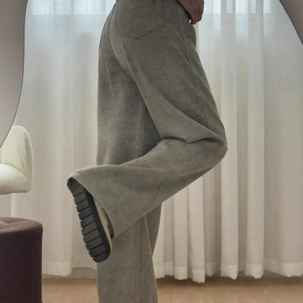 2025 Autumn New American Retro Tie-Dye Wide-Leg Jeans for Women, Stylish Slimming Loose Straight-Leg Floor-Length Pants