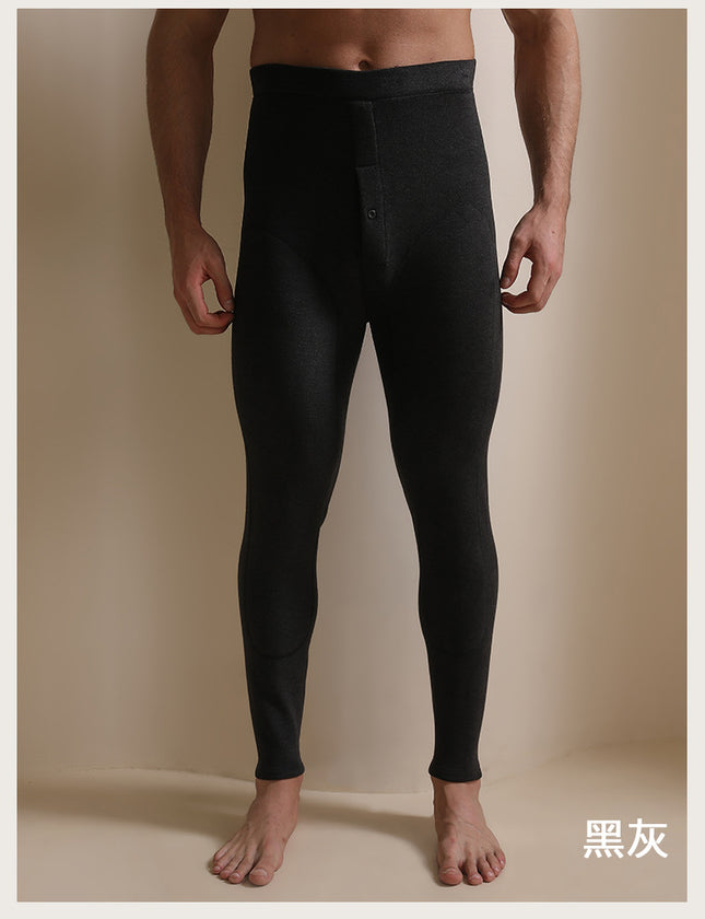 Thickened Fleece-Lined Thermal Pants with Double-Sided Brushed Fabric, High Elasticity, Slim Fit, Mulberry Silk Patch, Thermal Pants, Thickened Version