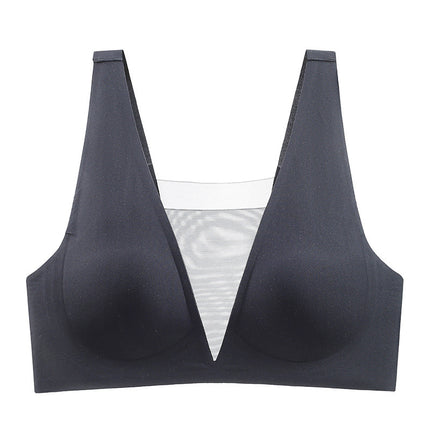 Large Bust Appears Smaller, Deep V-Neck Bra for Women, Tank Top Style, Side Breast Support, Anti-Sagging, Seamless, Beautiful Back Bra, Adjustable