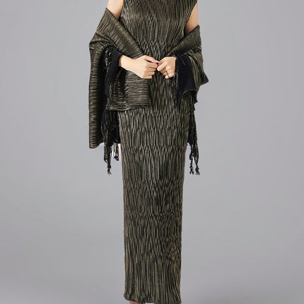 High-grade banquet tassel one-step vest dress two-piece cross-border European and American women's fashionable elegant dress