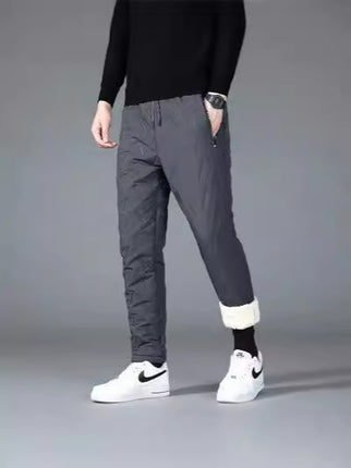 Lamb Down Pants Men's plus size Casual Pants Winter Windproof fleece-lined Thick Cold-resistant Warm Pants for Women