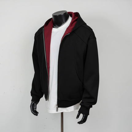 American Trendy Brand Heavy Design Cardigan Hooded Sweatshirt Men's Autum Loose and Versatile Contrasting Color Couple Jacket Jacket