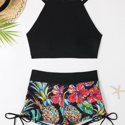 European and American Style Sexy Sports Cross-Border Crop Top Bandeau Conservative Bikini with Beautiful Back Design, Two-Piece Swimsuit, Amazon Sports Style