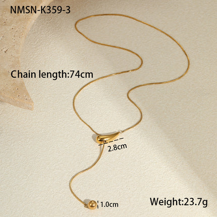 Cross-Border Titanium Steel Snake Bone Chain Non-Fading Stainless Steel Necklace Plated with 18K Gold Light Luxury Design Long Y-Shaped Chain Wholesale