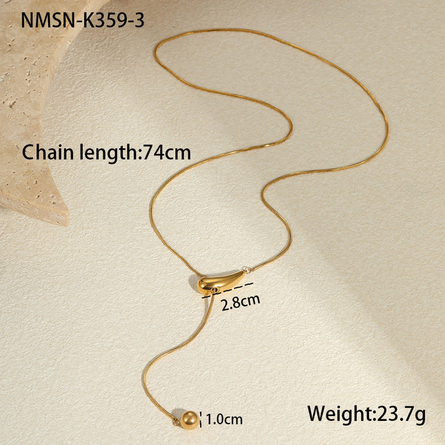 Cross-Border Titanium Steel Snake Bone Chain Non-Fading Stainless Steel Necklace Plated with 18K Gold Light Luxury Design Long Y-Shaped Chain Wholesale