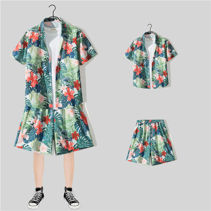 Short Sleeve Flower Shirt Hainan Island Beach Suit Sanya Hawaiian Style Thailand Travel Male Couple Summer Thin suit