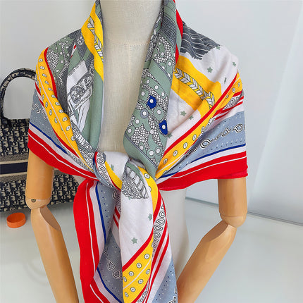 130cm French fashion new saddle chain Women's imitation silk wool material shawl warm scarf large square towel wholesale