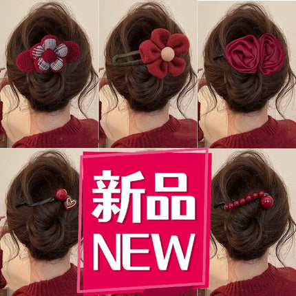 Autumn and Winter Korean Style Large Flower Hairclip Women's High-end Sense Back-of-the-Head Disc Hair Grab Clip Mori Style Fabric Duckbill Clip Headwear