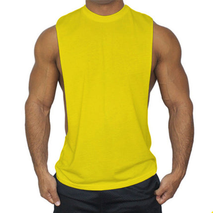 Summer Sports Vest for Men, Loose Fit, Large Slit, Sleeveless Top, Racerback, Muscle-Building, Running, Weightlifting, Plus Size Gym Vest