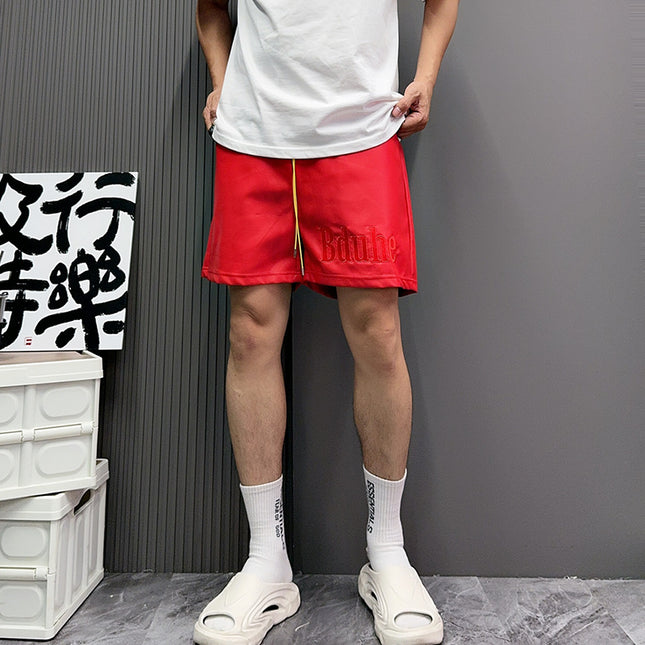 Cross-border American Solid Color Shorts Men's Retro Casual Sports Pants European and American Fashion Brand High Street Loose Drawstring Shorts