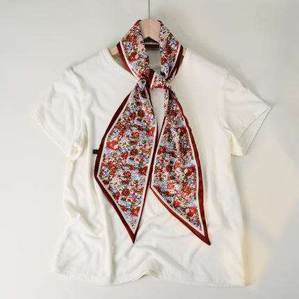 2025 European and American-style Beveled Silk Scarf Cross-border Silk Cashew Dot Long High-end Ribbon Scarf Women's Belt