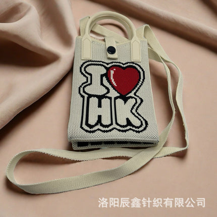 Factory direct 2025 new mobile phone bag convenient storage student bag fashion messenger bag support generation knitted bag