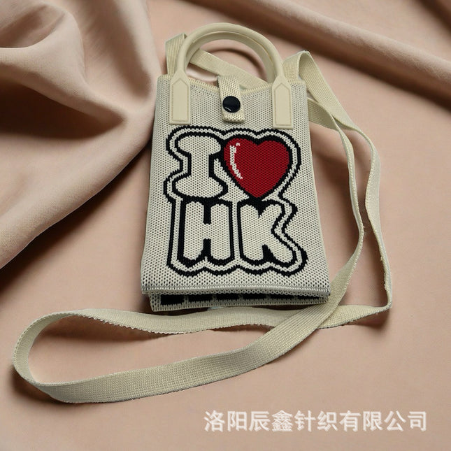 Factory direct 2025 new mobile phone bag convenient storage student bag fashion messenger bag support generation knitted bag