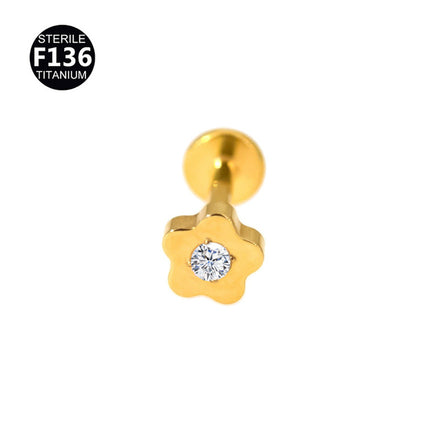 F136 Titanium Alloy Hollow Love Flower Batch Flower Peach Heart Lip Nail Ear Bone Nail Tragus Small Ear Bone Nail 0.9 Teeth
