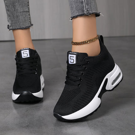 Spring and Autum Small Soft-Soled Inner Height-Increasing Women's Shoes 8cm Breathable Sports Shoes Lightweight Thick-Soled Casual Travel Shoes for Women