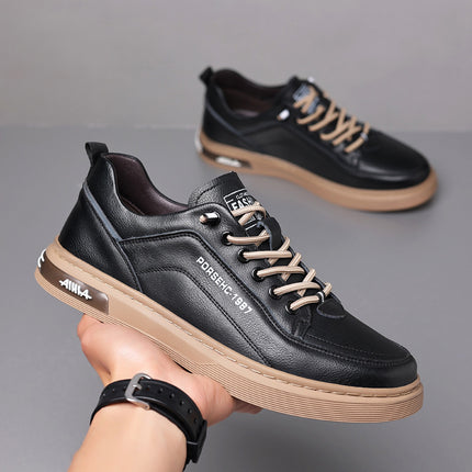 Men's Casual Leather Shoes 2025 New Style Cowhide Soft Panel Shoes Fashionable White Shoes Non-Slip Classy Men's Shoes Wholesale