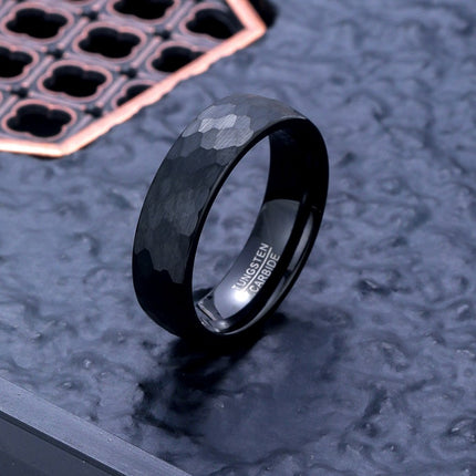 in stock a generation of 4 6 8 mm wide men's and women's plated black hammer tungsten steel ring