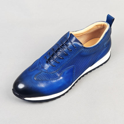 High-end New Genuine Leather Vintage Antique Fashionable Forrest Gump Shoes Men's Low-top Handmade Genuine Leather Sports Casual Sneakers Trendy