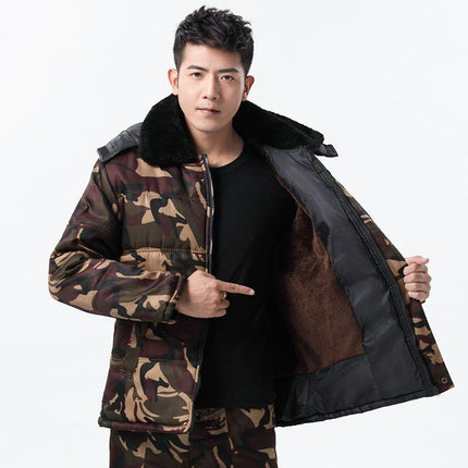 Winter cotton-padded jacket men's fleece-lined thickened labor protection suit cotton-padded jacket cotton-padded pants cold-proof Cold Storage Work outdoor workwear jacket