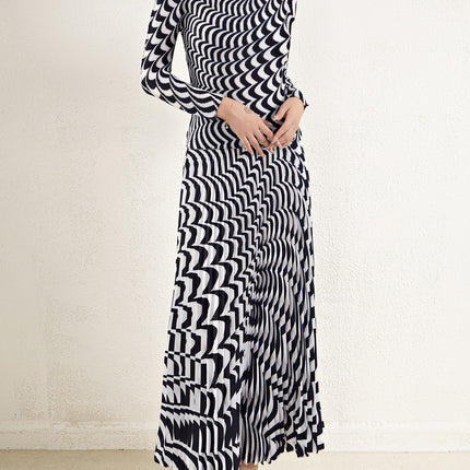 Cross-Border Popular Women's Fashion Set, New Elastic Pleated Top and Skirt Two-Piece Set
