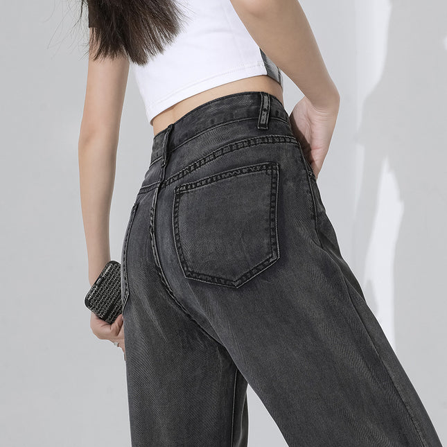 Tencel Ykk Jeans Women's Summer Thin Ice Silk Draped Straight Slim Floor-Length Casual Wide-Leg Pants