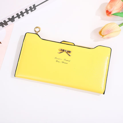 Japanese and Korean Women's Bow Fashion Wallet Women's Long Zipper Clutch Large Capacity Wallet Card Holder Storage