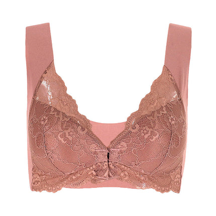 Cross-border sexy lace no steel ring bra back underwear European and American back corset plus size front buckle vest bra wholesale