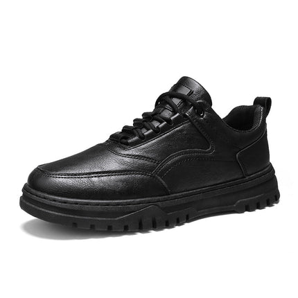 New Spring Men's Shoes Waterproof Chef Kitchen Work Board Shoes Pure Black Casual Leather Shoes Work Site Labor Protection Tide Shoes