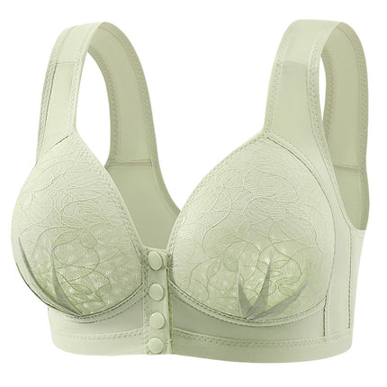 New Product Fixed Cup Front Opening Buckle Mother Middle-aged and Elderly Underwear Women's plus size Non-rimless Bra Thin Vest Bra