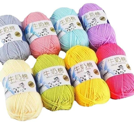 Five-Strand Milk Cotton Yarn Wholesale Medium-Thick Yarn Crochet Doll Shoes Scarf DIY Knitting Material Kit Crochet