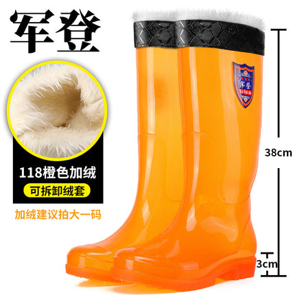 Military High-Top Unlined Brown Quick-Drying Water Shoes Long-Tube Yellow Waterproof Boots Non-Slip Rain Boots Mesh-Free Men's Rubber Shoes