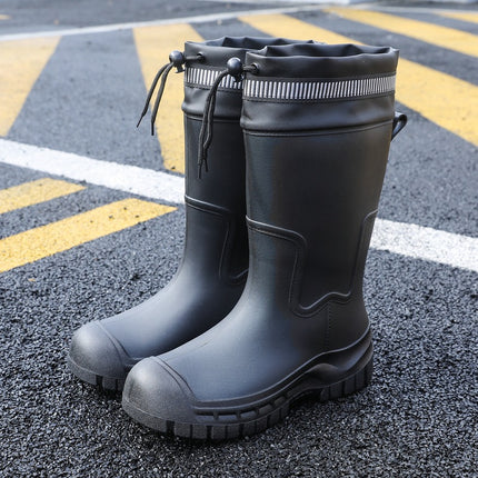 Rain Boots Men's Mid-Tube Adult Fishing Non-Slip Lightweight 2025 New Men's Rain Boots Waterproof Fleece-Lined Rubber Shoes Water Shoes