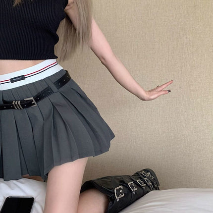 College Style Pleated Skirt Women's Autumn and Summer Sexy White Slim High-Waisted A-Line Skirt Petite Short Skirt Ins