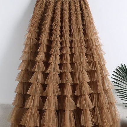Cross-Border Mesh Patchwork Cake Skirt 2026 Summer New Style Mid-Length Skirt A-Line Long Skirt Puffy Tulle Skirt