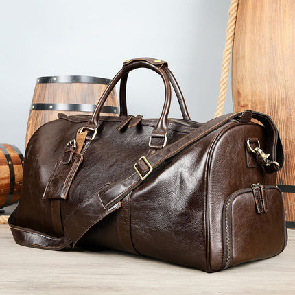 Crazy Horse Leather European and American Retro Men's Casual Travel Bag Genuine Leather Large Capacity Portable Crossbody Bag Advanced Travel Bag