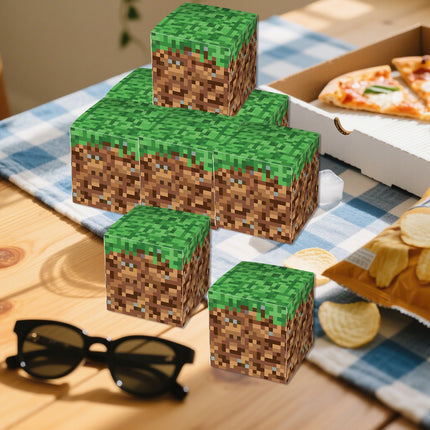 Cross-Border Minecraft Pixel Theme French Fries Box Outdoor Party Snack Box Pixel Sandbox Decorative Square Box