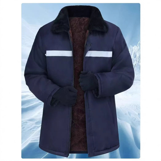 Winter cotton-padded jacket reflective strip fleece-lined thickened labor protection overalls outdoor warm cold-proof cotton-padded coat site coat