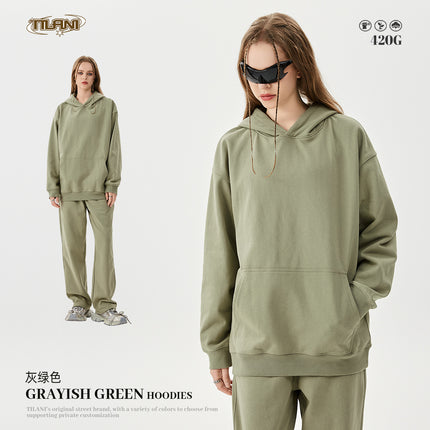 TILANI Men's 2025 Heavy Terry Sweater Pants American Style Trendy Brand Solid Color Trendy Men's suit Hoodie Straight Pants
