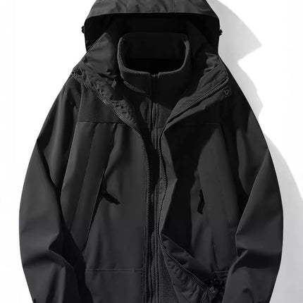 Men's and Women's Jacket Autumn and Winter Thickened Three-in-One Removable Waterproof Windproof Two-piece Set with Inner Pad