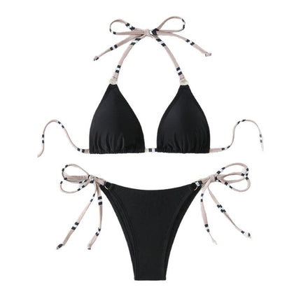European and American Cross-Border Two-Piece Swimsuit for Women, New Bikini, Solid Color, Fashionable, Sexy, Push-Up, Deep V, Beach Vacation, High-End