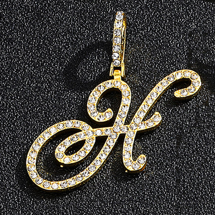 Foreign trade popular products full diamond hip hop jewelry grass letter pendant melon seed buckle Cuban chain accessories Amazon exclusive