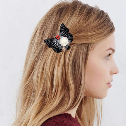 Cross Border Halloween Skull Butterfly Hairpin Festival Funny Headwear Party Cos Dress Up Side Duckbill Clip Decoration