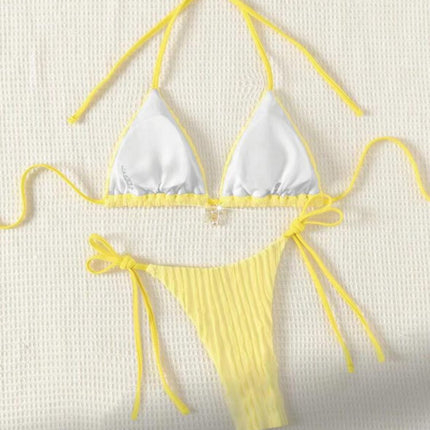 2025 European and American New Sexy Split Swimsuit Swimwear Women's Solid Color Two-piece Bikini Bikini Cross-border Exclusive