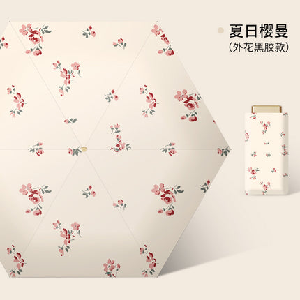Sunny Umbrella Folding Ultra Light Small Flat Six-fold Umbrella Sun Protection Sunshade Sun Umbrella UV Protection Mini Pocket Umbrella