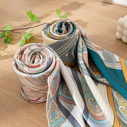 Silk Scarf 2026 All-Season Chinese Style Gift for Elders Printed Thin Scarf High-End Women's Gauze Scarf